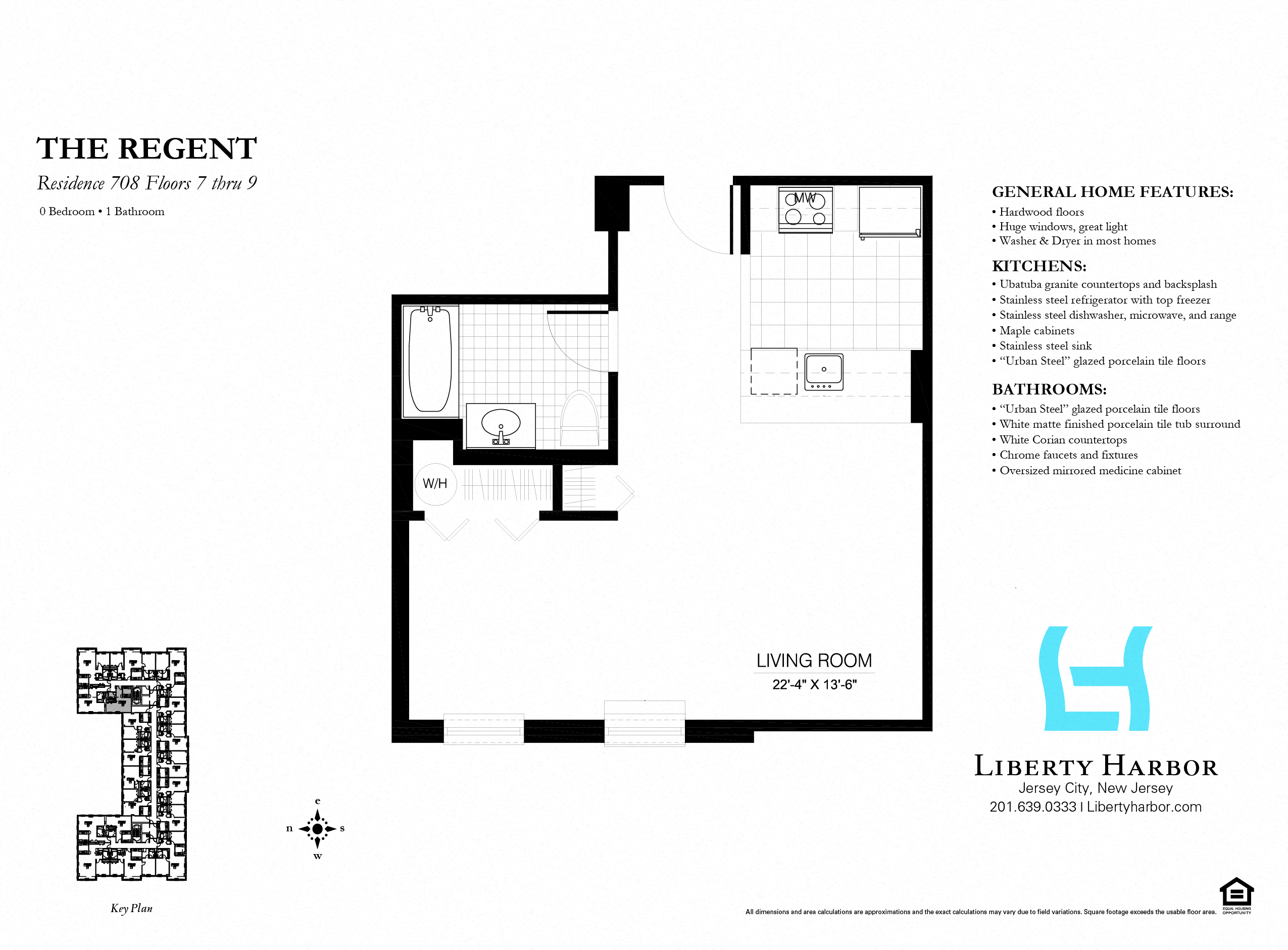 Floor plan for studio, 1 bath, 520 sqft